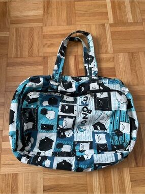 Monokuroo Boo Blue/Black/White Cartoon Print Tote Bag